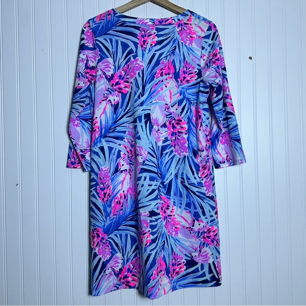 LILLY PULITZER Mr Peacock Blue Tweethearts DAPHNE Tunic Shirt Dress M Colorful - Picture 7 of 11